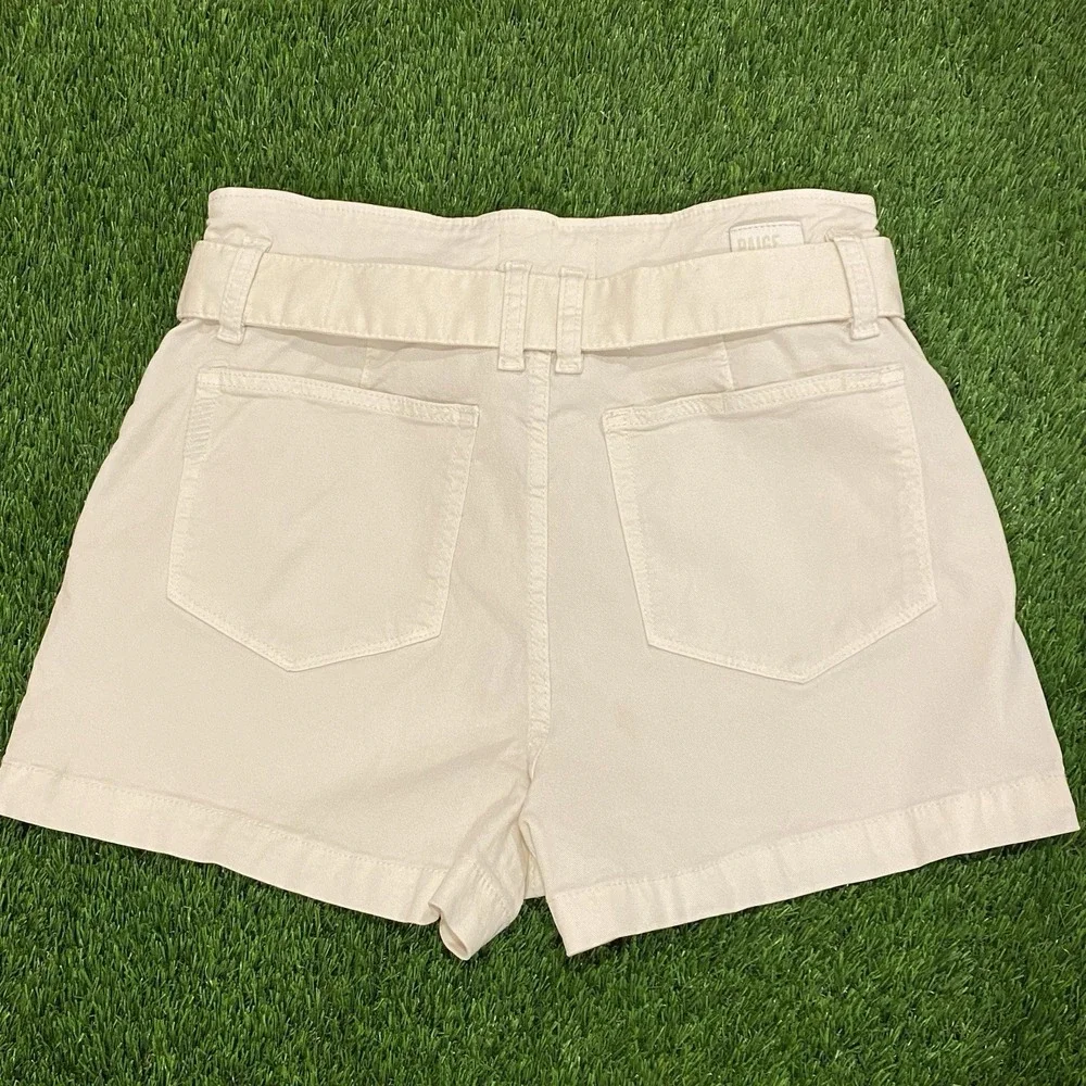 Paige Anessa shorts‎ with Trapunto Tie belt Ivory size 30 women's Boho Prep